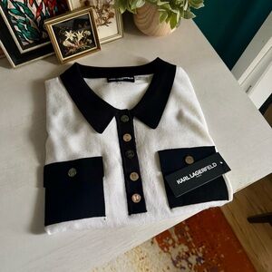 Karl Lagerfeld Monochrome Polo with Button Accent